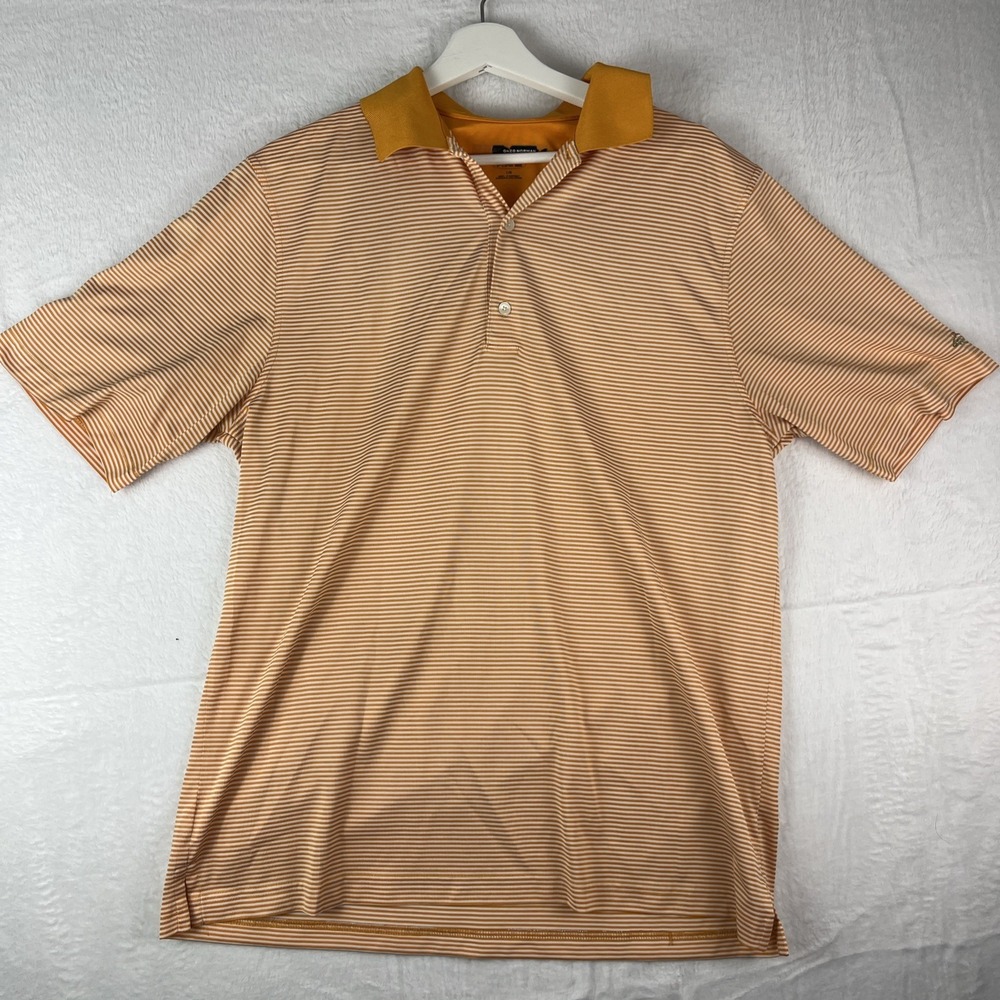 Men's Greg Norman Orange Striped Golf Polo Light Size Large